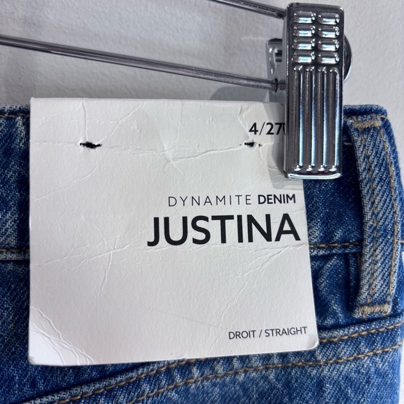 DYNAMITE Sz 27 Justina Jeans Mid-Wash Straight Leg high Waisted NEW WITH TAGS - Picture 11 of 16